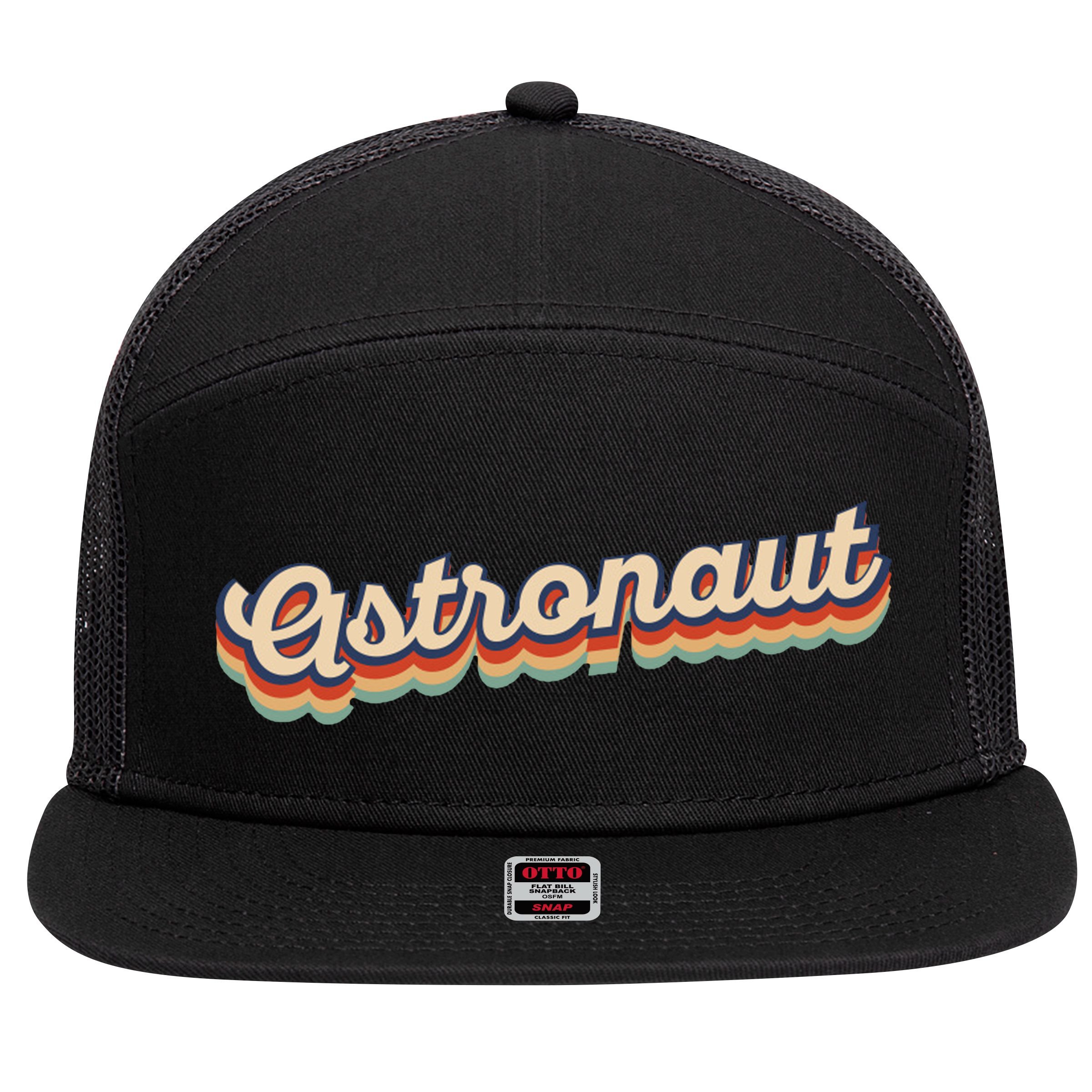 Astronaut Retro Logo 7 Panel Mesh Trucker Snapback Hat