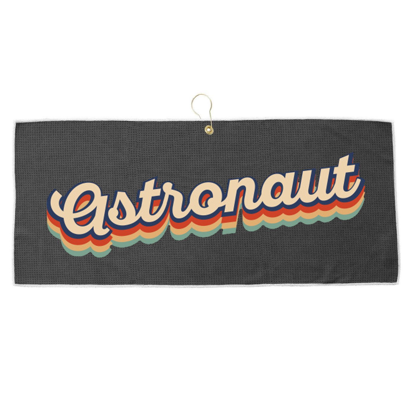 Astronaut Retro Logo Large Microfiber Waffle Golf Towel