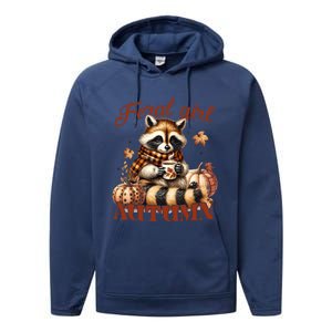 Autumn Raccoon Lover Gift For Fall Enthusiasts Performance Fleece Hoodie