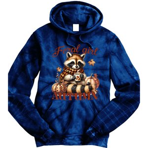 Autumn Raccoon Lover Gift For Fall Enthusiasts Tie Dye Hoodie