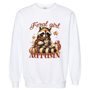 Autumn Raccoon Lover Gift For Fall Enthusiasts Garment-Dyed Sweatshirt