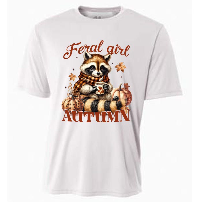 Autumn Raccoon Lover Gift For Fall Enthusiasts Cooling Performance Crew T-Shirt