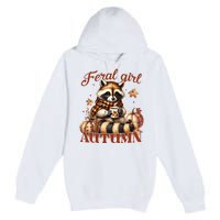 Autumn Raccoon Lover Gift For Fall Enthusiasts Premium Pullover Hoodie