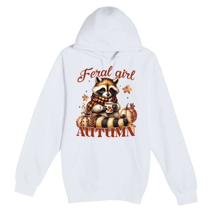 Autumn Raccoon Lover Gift For Fall Enthusiasts Premium Pullover Hoodie