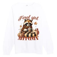 Autumn Raccoon Lover Gift For Fall Enthusiasts Premium Crewneck Sweatshirt