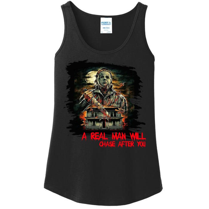 A Real Man Will Chase After You Horror Movie Ladies Essential Tank