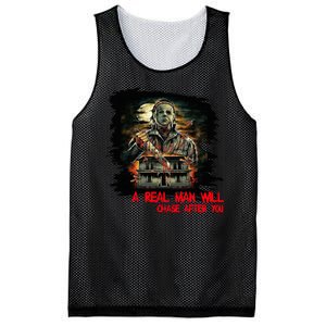 A Real Man Will Chase After You Horror Movie Mesh Reversible Basketball Jersey Tank