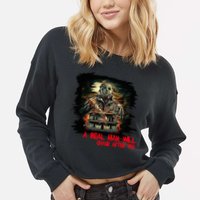 A Real Man Will Chase After You Horror Movie Cropped Pullover Crew