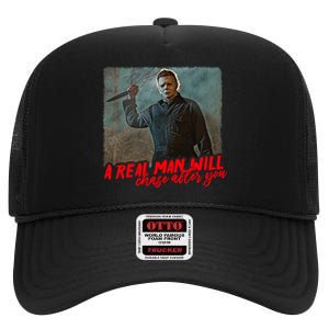 A Real Man Will Chase After You, Halloween Horror Movies High Crown Mesh Back Trucker Hat