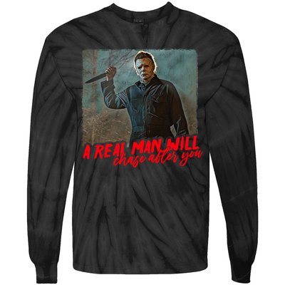 A Real Man Will Chase After You, Halloween Horror Movies Tie-Dye Long Sleeve Shirt