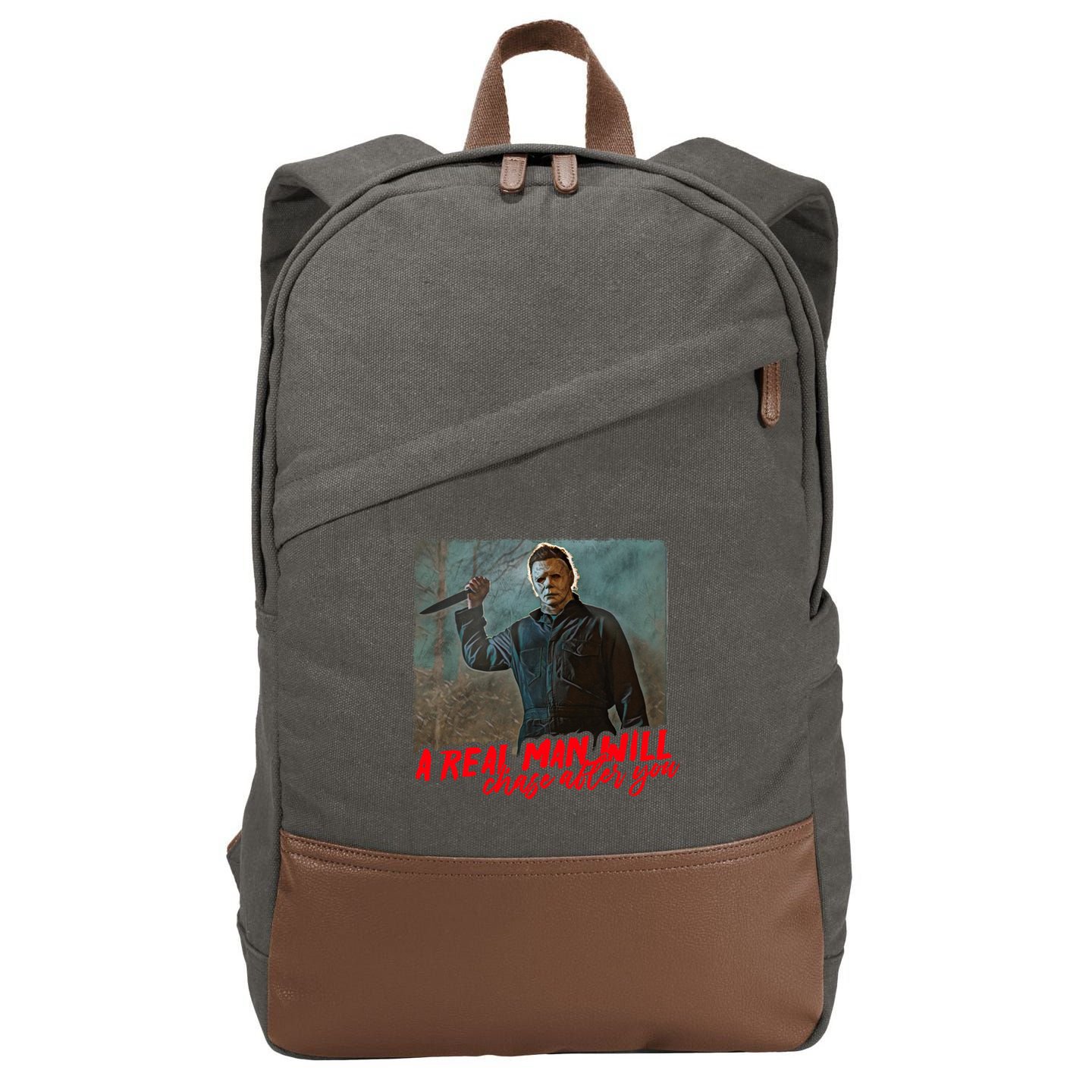 A Real Man Will Chase After You, Halloween Horror Movies Cotton Canvas Backpack