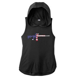 America Rifle MURICA Libertarian Conservative Gun USA Flag Ladies PosiCharge Tri-Blend Wicking Draft Hoodie Tank