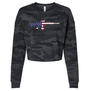 America Rifle MURICA Libertarian Conservative Gun USA Flag Cropped Pullover Crew