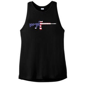 America Rifle MURICA Libertarian Conservative Gun USA Flag Ladies PosiCharge Tri-Blend Wicking Tank