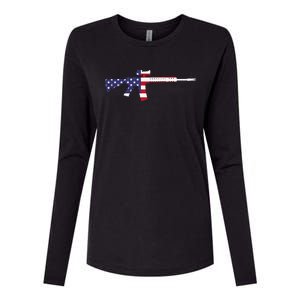 America Rifle MURICA Libertarian Conservative Gun USA Flag Womens Cotton Relaxed Long Sleeve T-Shirt