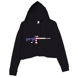 America Rifle MURICA Libertarian Conservative Gun USA Flag Crop Fleece Hoodie