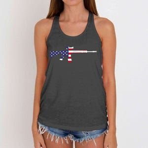 America Rifle MURICA Libertarian Conservative Gun USA Flag Women's Knotted Racerback Tank