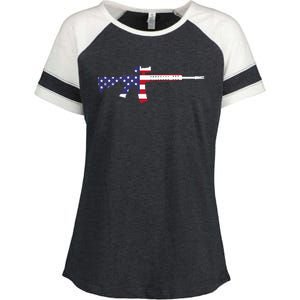 America Rifle MURICA Libertarian Conservative Gun USA Flag Enza Ladies Jersey Colorblock Tee