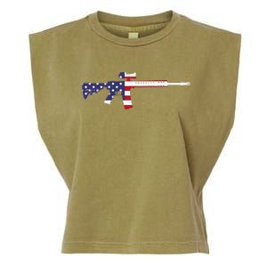 America Rifle MURICA Libertarian Conservative Gun USA Flag Garment-Dyed Women's Muscle Tee