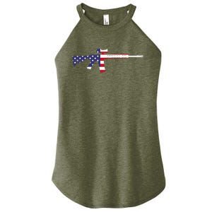 America Rifle MURICA Libertarian Conservative Gun USA Flag Women's Perfect Tri Rocker Tank