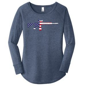 America Rifle MURICA Libertarian Conservative Gun USA Flag Women's Perfect Tri Tunic Long Sleeve Shirt