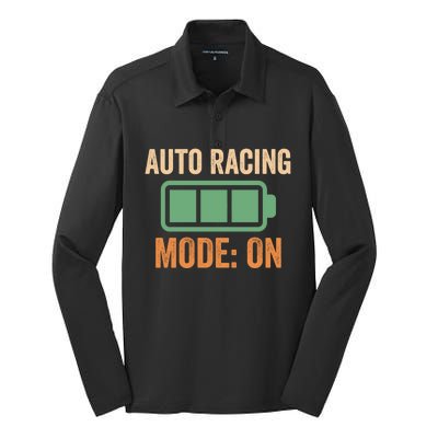 Auto Racing Mode On Battery Design Meaningful Gift Silk Touch Performance Long Sleeve Polo