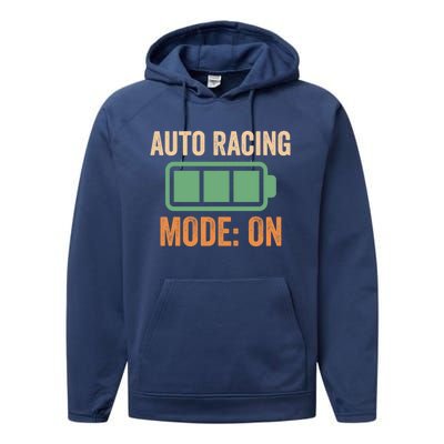 Auto Racing Mode On Battery Design Meaningful Gift Performance Fleece Hoodie