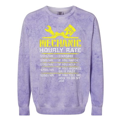 Auto Repair Mechanic Labor Rates Funny Mechanic Hourly Rate Colorblast Crewneck Sweatshirt