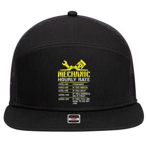 Auto Repair Mechanic Labor Rates Funny Mechanic Hourly Rate 7 Panel Mesh Trucker Snapback Hat