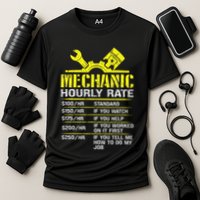 Auto Repair Mechanic Labor Rates Funny Mechanic Hourly Rate Cooling Performance Crew T-Shirt