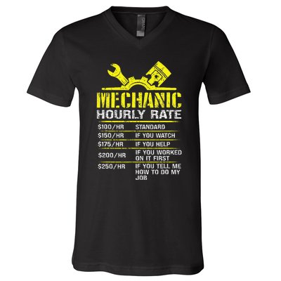 Auto Repair Mechanic Labor Rates Funny Mechanic Hourly Rate V-Neck T-Shirt