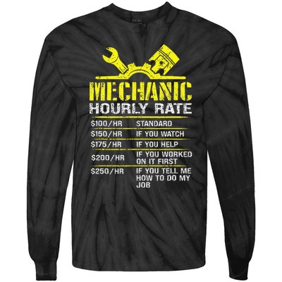 Auto Repair Mechanic Labor Rates Funny Mechanic Hourly Rate Tie-Dye Long Sleeve Shirt