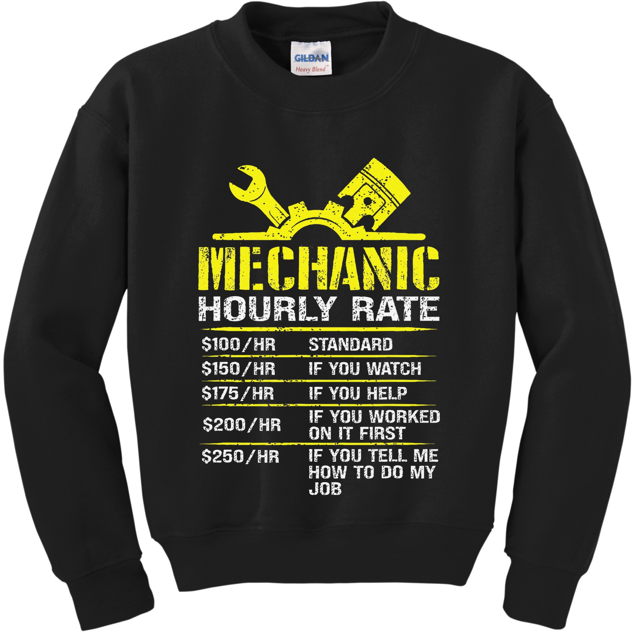 Auto Repair Mechanic Labor Rates Funny Mechanic Hourly Rate Kids Sweatshirt