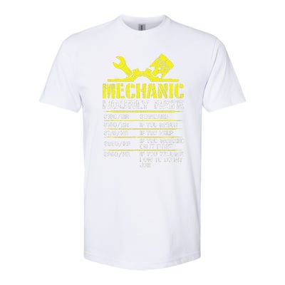 Auto Repair Mechanic Labor Rates Funny Mechanic Hourly Rate Softstyle CVC T-Shirt