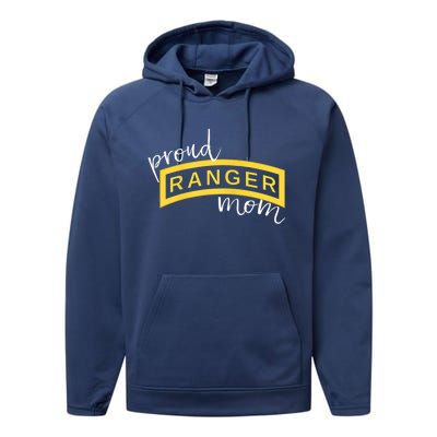 Army Ranger Mom Gift Proud Ranger Mom Tab Gift Performance Fleece Hoodie