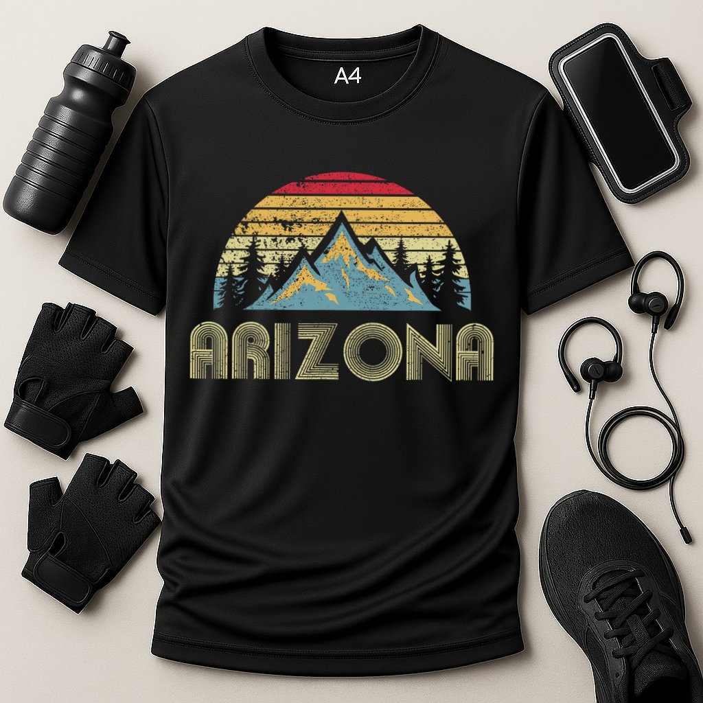 Arizona Retro Mountains Nature Hiking Cooling Performance Crew T-Shirt