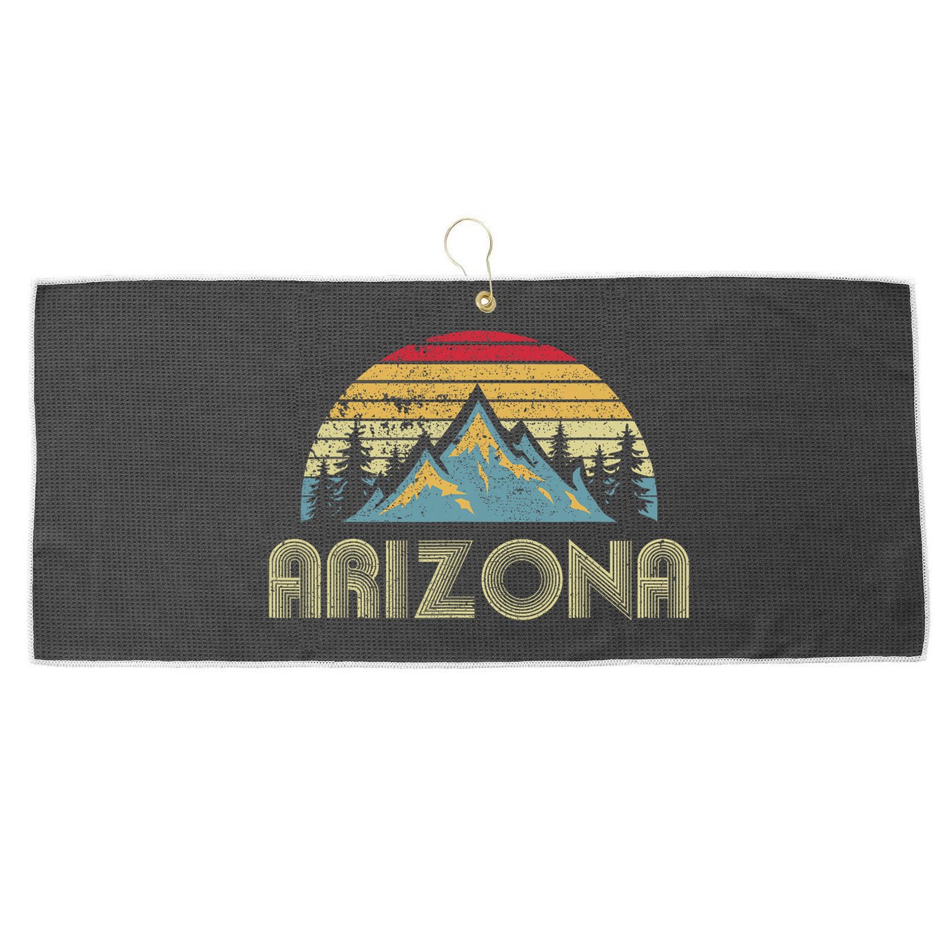 Arizona Retro Mountains Nature Hiking Large Microfiber Waffle Golf Towel