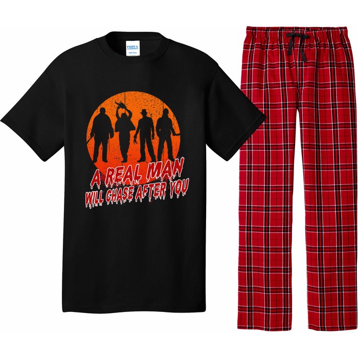 A Real Man Will Chase After You Halloween Horor Movie Retro Pajama Set