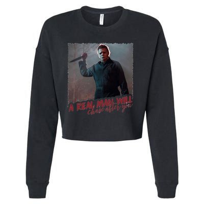 A Real Man Will Chase After You Cropped Pullover Crew
