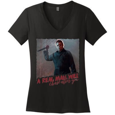 A Real Man Will Chase After You Women's V-Neck T-Shirt