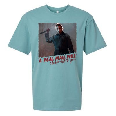 A Real Man Will Chase After You Sueded Cloud Jersey T-Shirt