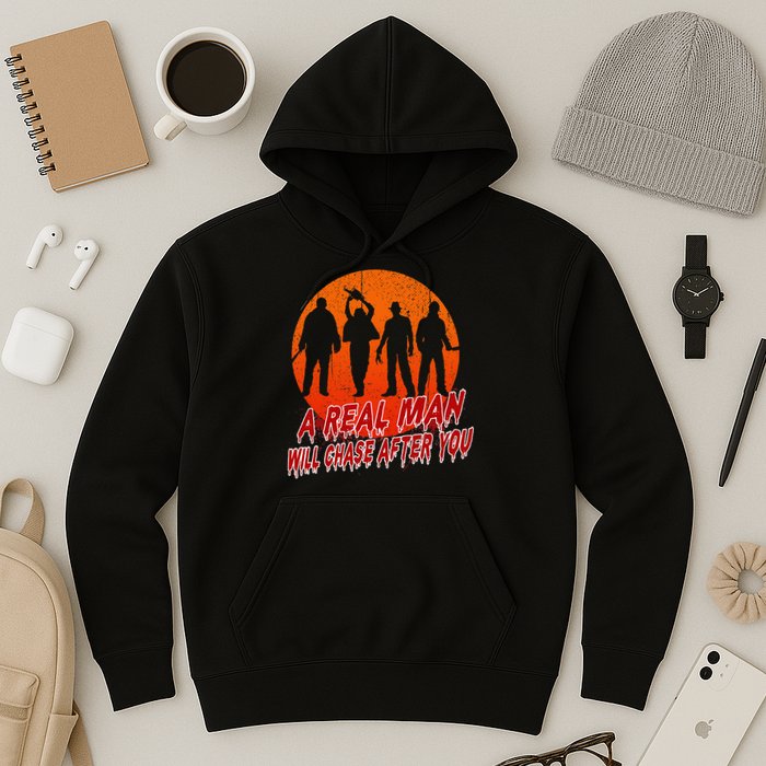 A Real Man Will Chase After You Halloween Horor Movie Retro Hoodie