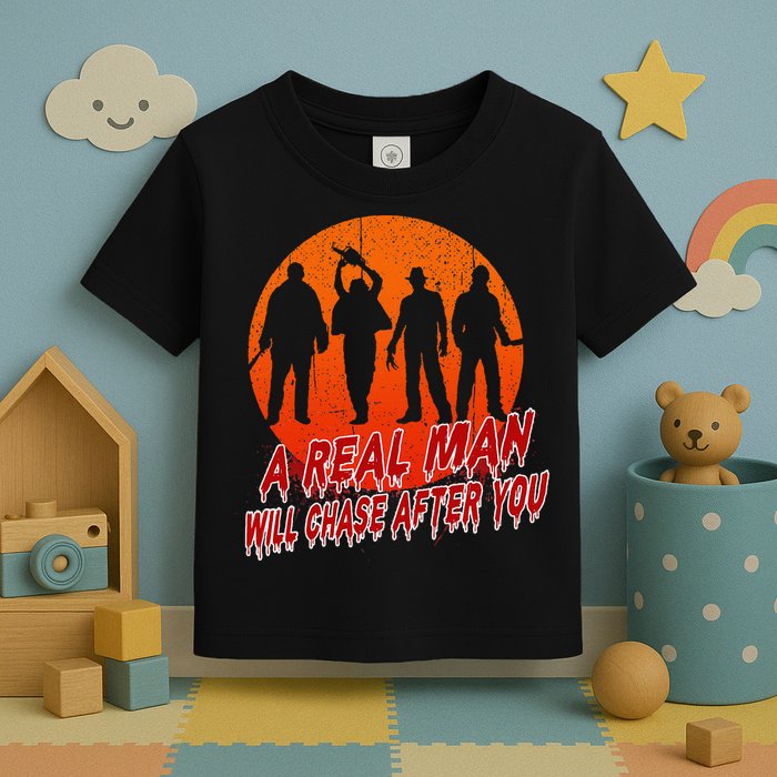 A Real Man Will Chase After You Halloween Horor Movie Retro Toddler T-Shirt