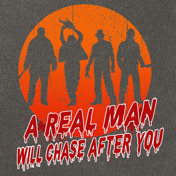 A Real Man Will Chase After You Halloween Horor Movie Retro Cotton Canvas Backpack