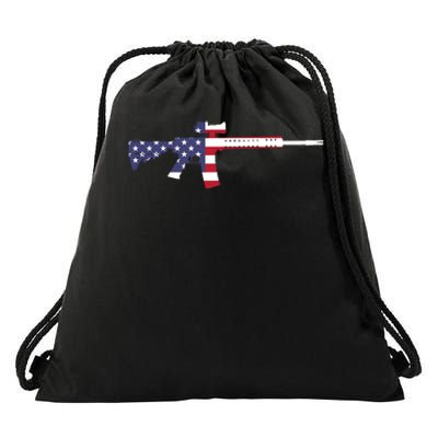 America Rifle MURICA Libertarian Conservative Gun USA Flag Drawstring Bag