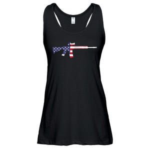 America Rifle MURICA Libertarian Conservative Gun USA Flag Ladies Essential Flowy Tank