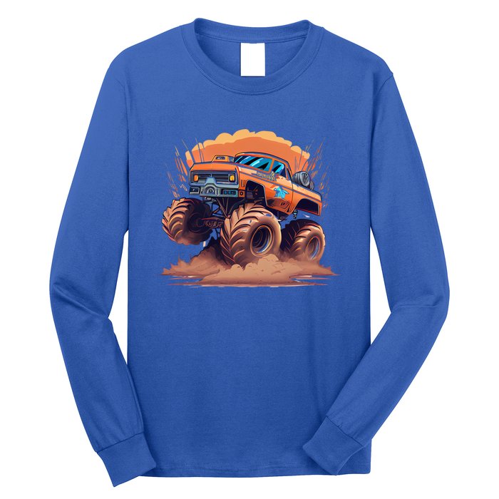 Awesome Retro Monster Truck Art 80S Graphic Design Gift Long Sleeve Shirt