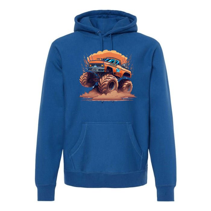 Awesome Retro Monster Truck Art 80S Graphic Design Gift Premium Hoodie