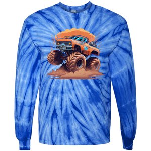 Awesome Retro Monster Truck Art 80S Graphic Design Gift Tie-Dye Long Sleeve Shirt