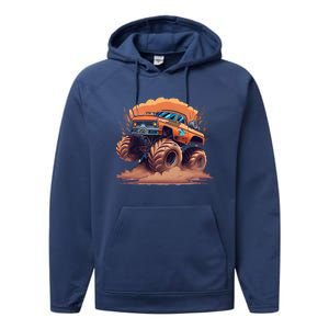 Awesome Retro Monster Truck Art 80S Graphic Design Gift Performance Fleece Hoodie